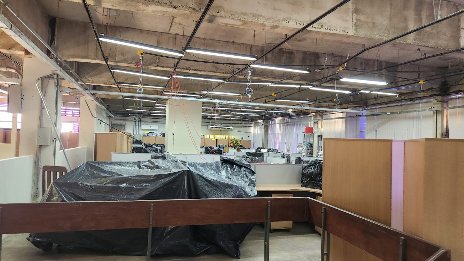 Caos: servidores da SEEC são obrigados a trabalhar sob risco de fiações expostas e muita poeira